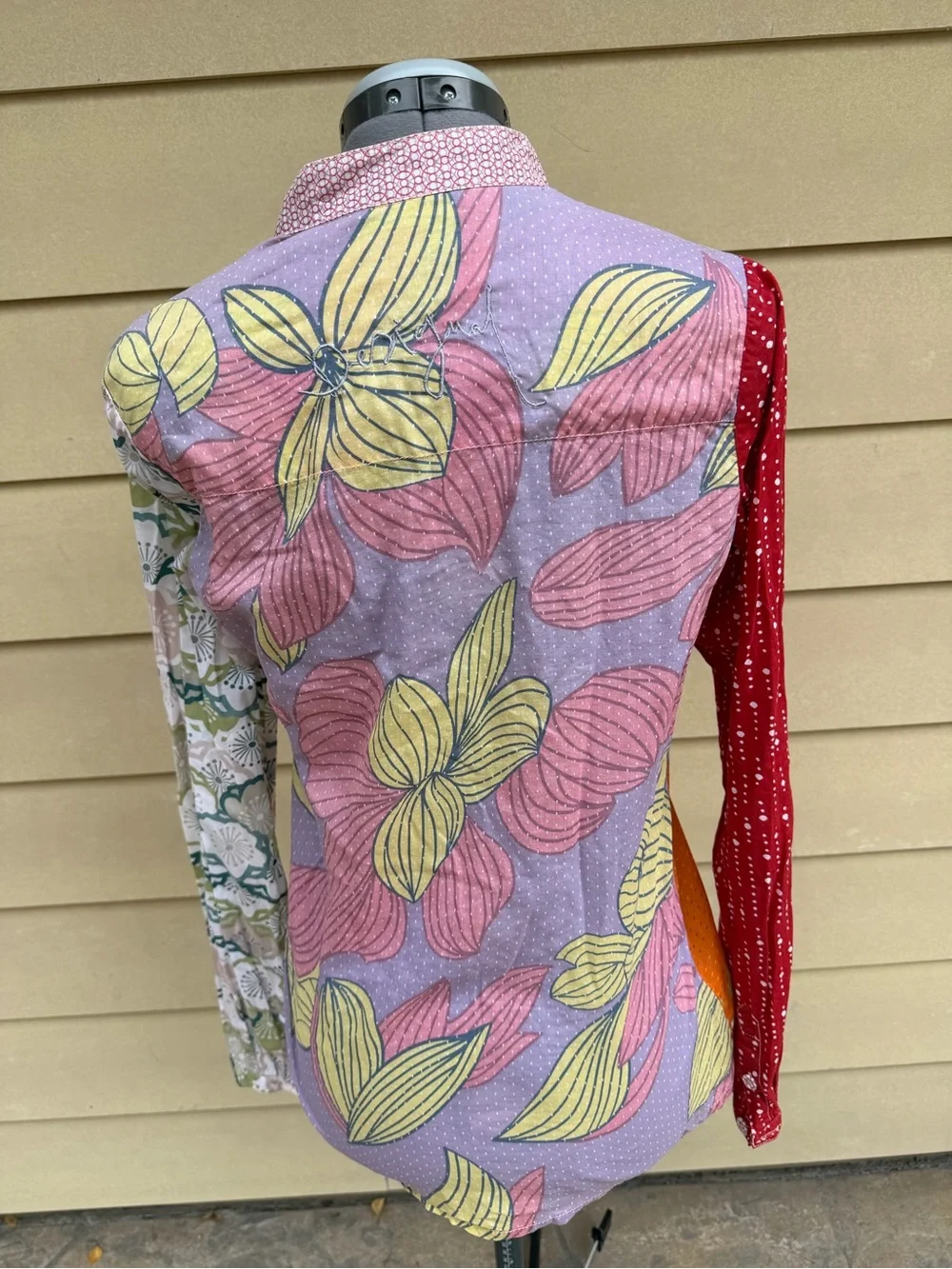 Patchwork Floral Button-Up Shirt - Multicolor